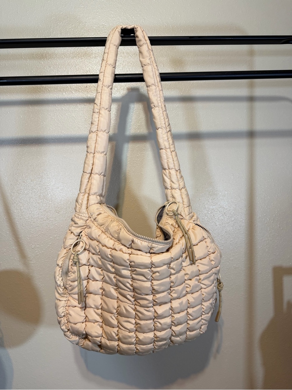Urban Expressions Quilted Shoulder Bag in Light Beige